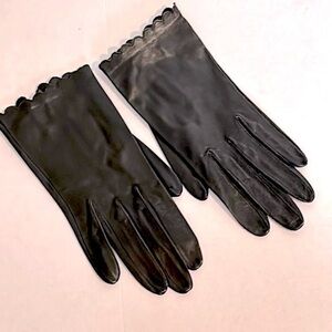 Vintage Miss Aris Charcoal Leather Gloves size 6
